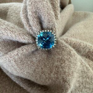Beautiful Blue Topaz & Sterling Silver Dinner Ring
